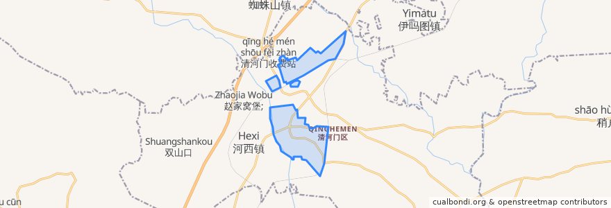 Mapa de ubicacion de Qinghe Subdistrict.