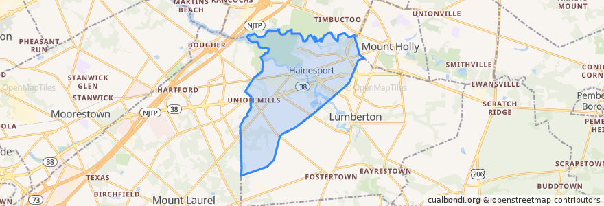 Mapa de ubicacion de Hainesport Township.