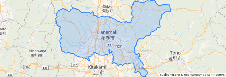 Mapa de ubicacion de 花卷市.
