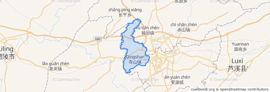 Mapa de ubicacion de Qingshan.