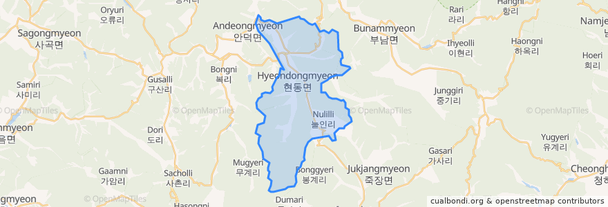 Mapa de ubicacion de Hyeondong-myeon.