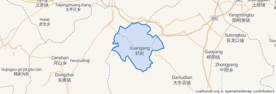 Mapa de ubicacion de 轩岗镇.