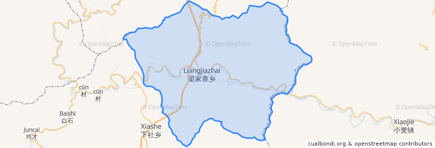 Mapa de ubicacion de 梁家寨乡.