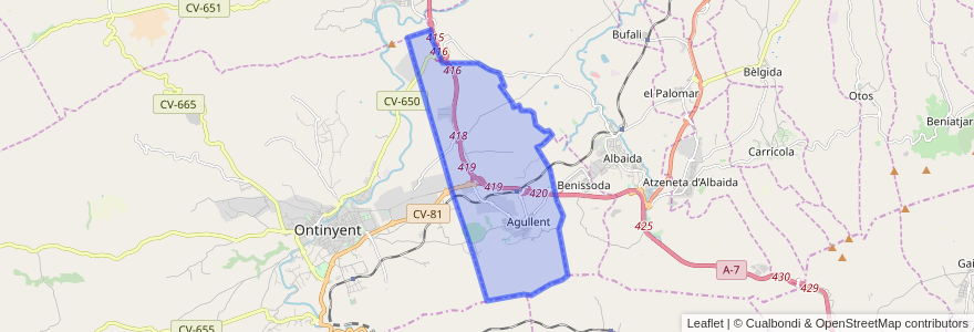 Mapa de ubicacion de Agullent.