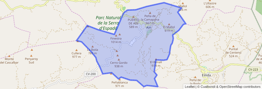 Mapa de ubicacion de Aín.