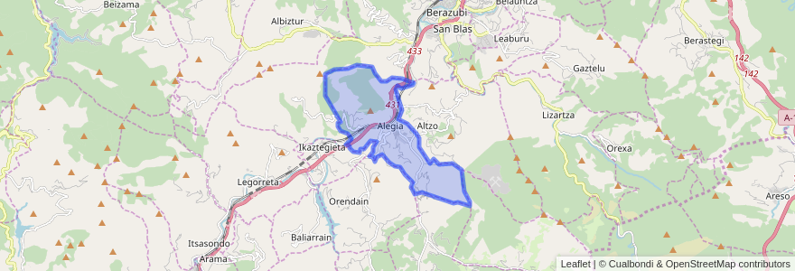 Mapa de ubicacion de Alegia.