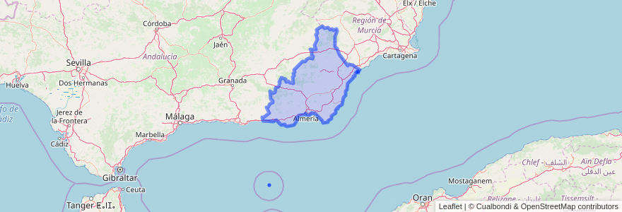 Mapa de ubicacion de Almeria.
