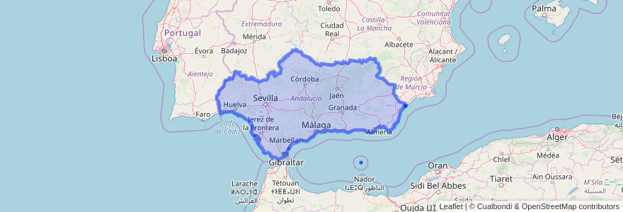 Mapa de ubicacion de Andalusia.