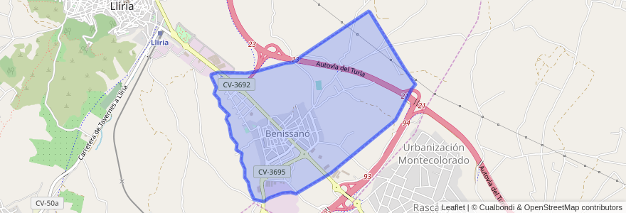 Mapa de ubicacion de Benissanó.