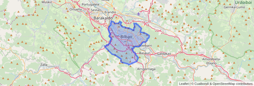 Mapa de ubicacion de بیلبائو.