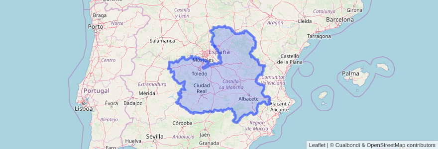 Mapa de ubicacion de قشتالة-لا مانتشا.