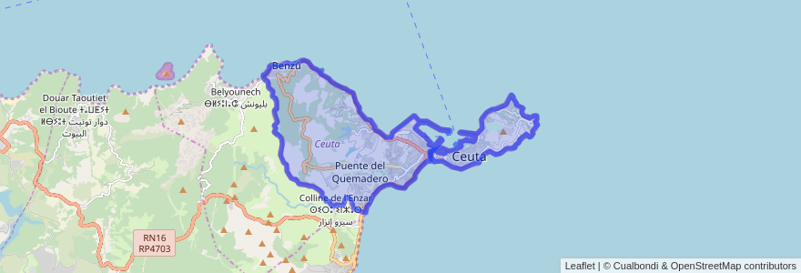 Mapa de ubicacion de Сеута.