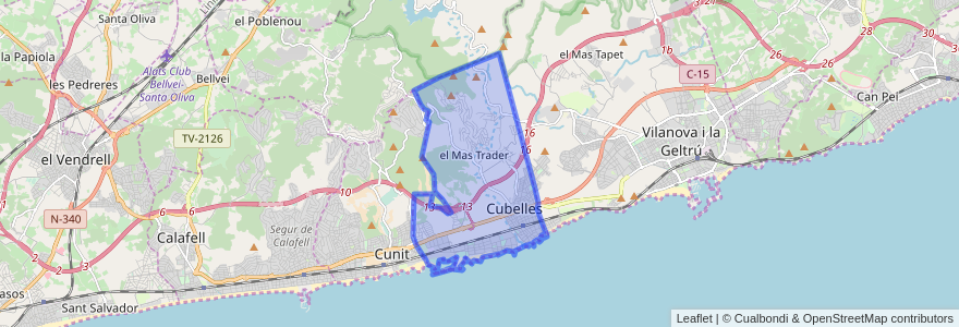 Mapa de ubicacion de Cubelles.