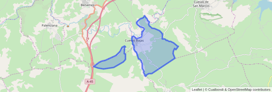 Mapa de ubicacion de Cuevas Bajas.