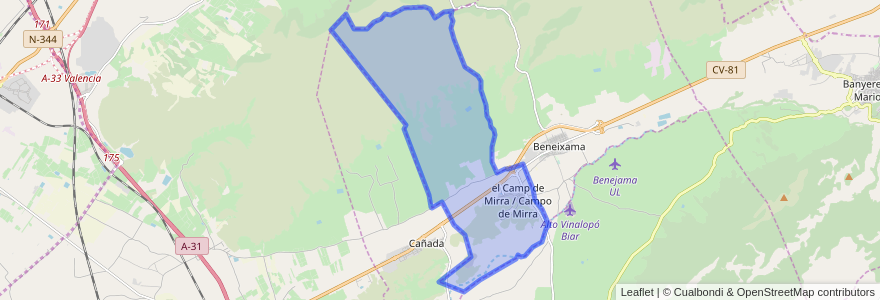 Mapa de ubicacion de el Camp de Mirra / Campo de Mirra.