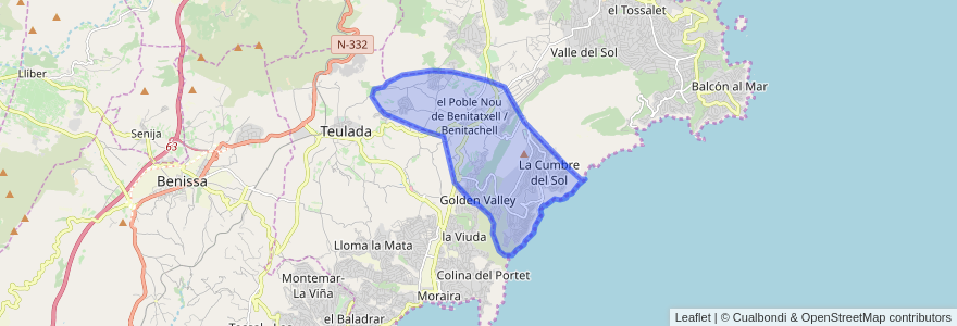 Mapa de ubicacion de el Poble Nou de Benitatxell / Benitachell.