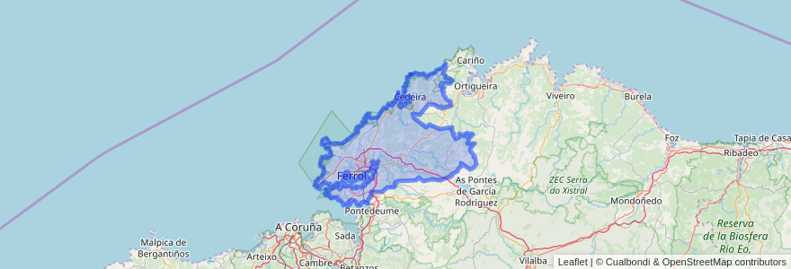 Mapa de ubicacion de Ферроль.