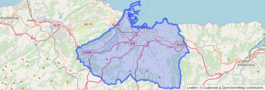 Mapa de ubicacion de Gijón / Xixón.