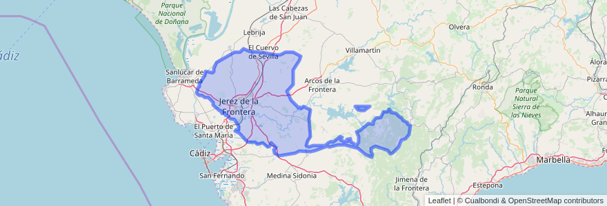 Mapa de ubicacion de Jerez.