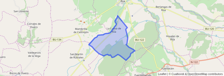 Mapa de ubicacion de La Cueva de Roa.