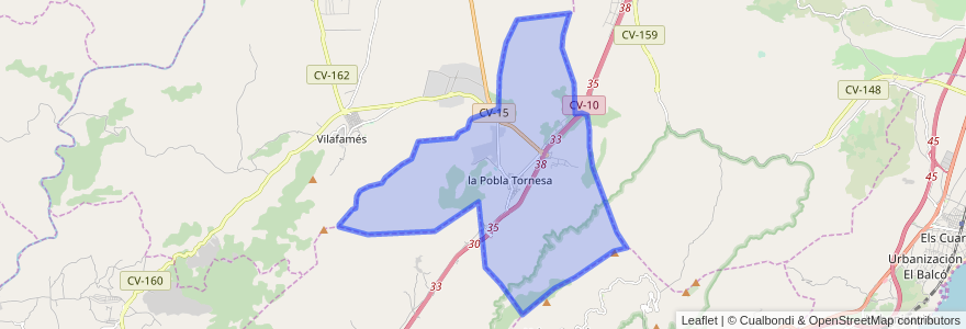 Mapa de ubicacion de la Pobla Tornesa.