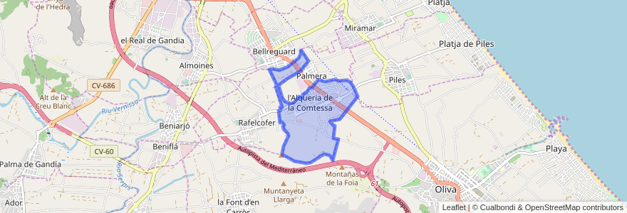 Mapa de ubicacion de l'Alqueria de la Comtessa.