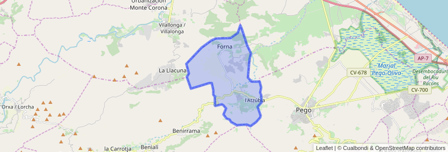 Mapa de ubicacion de l'Atzúbia.