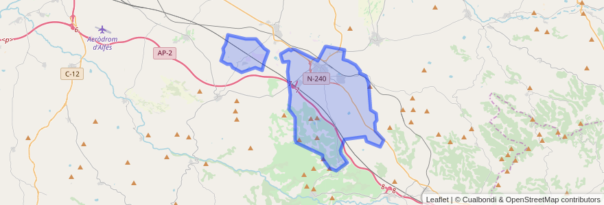 Mapa de ubicacion de les Borges Blanques.