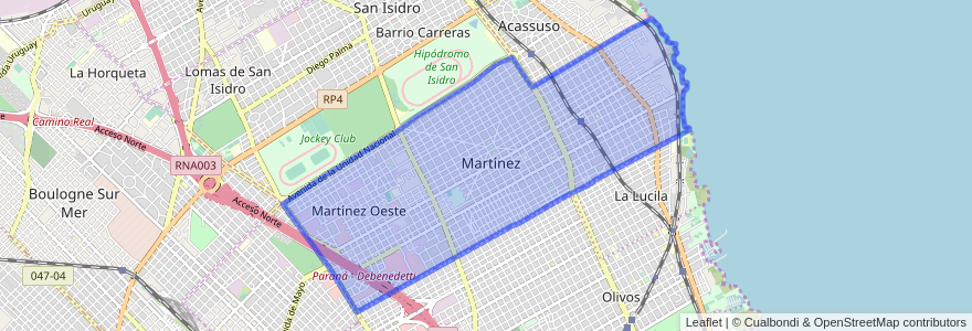 Mapa de ubicacion de Martínez.