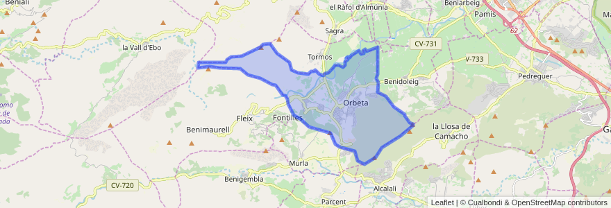 Mapa de ubicacion de Orba.