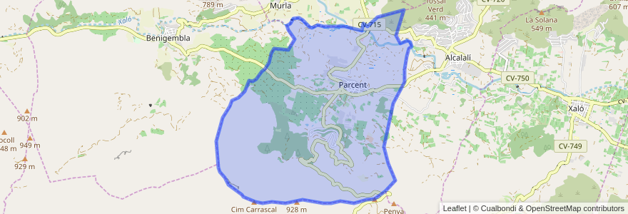 Mapa de ubicacion de Parcent.