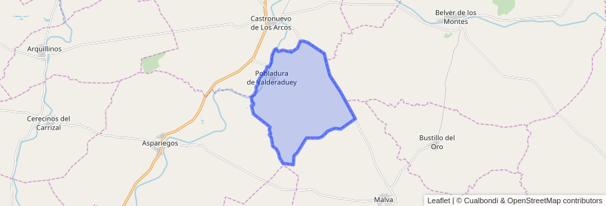Mapa de ubicacion de Pobladura de Valderaduey.