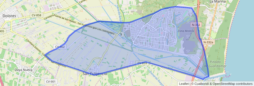 Mapa de ubicacion de San Fulgencio.