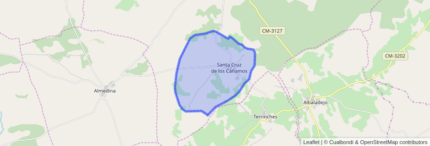 Mapa de ubicacion de Santa Cruz de los Cáñamos.