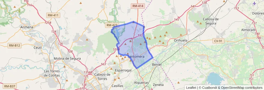 Mapa de ubicacion de Santomera.