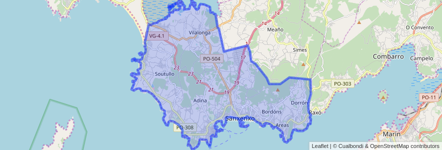 Mapa de ubicacion de Sanxenxo.