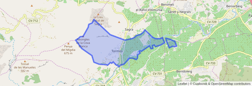 Mapa de ubicacion de Tormos.