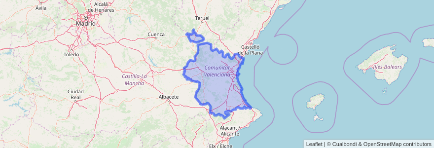 Mapa de ubicacion de Valencia.