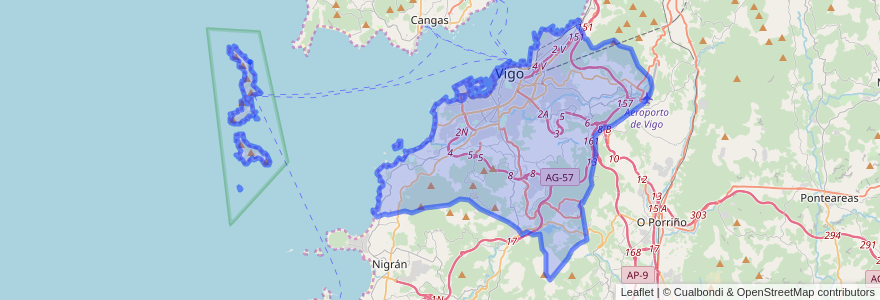 Mapa de ubicacion de Vigo.