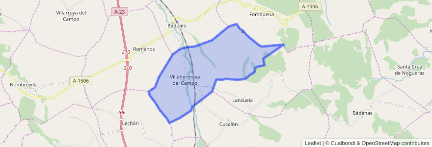Mapa de ubicacion de Villahermosa del Campo.