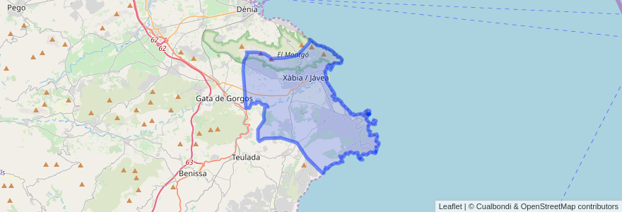 Mapa de ubicacion de Xàbia / Jávea.