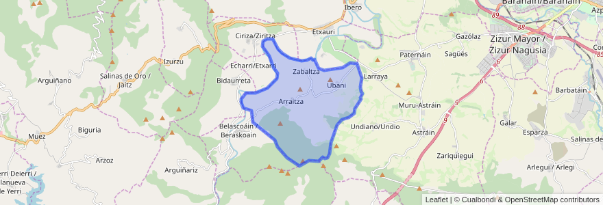 Mapa de ubicacion de Zabalza/Zabaltza.