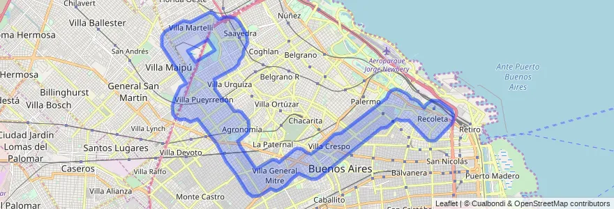 Cobertura de transport públic de la línia 110 a Ciudad Autónoma de Buenos Aires.