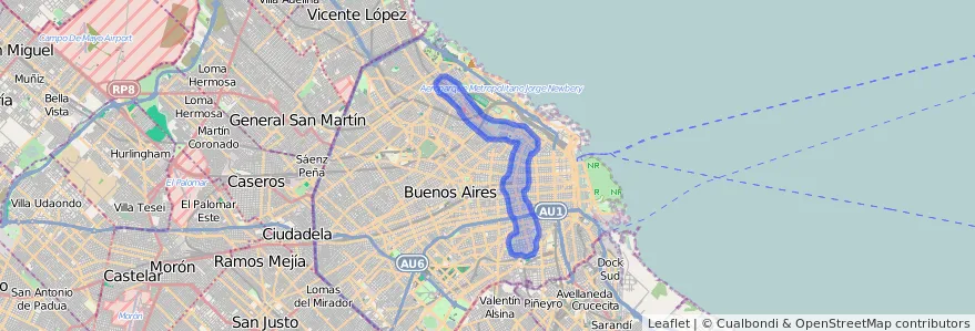 Hattın toplu taşıma kapsamı 118 - Ciudad Autónoma de Buenos Aires.