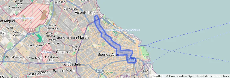 Cobertura de transport públic de la línia 151 a Ciudad Autónoma de Buenos Aires.