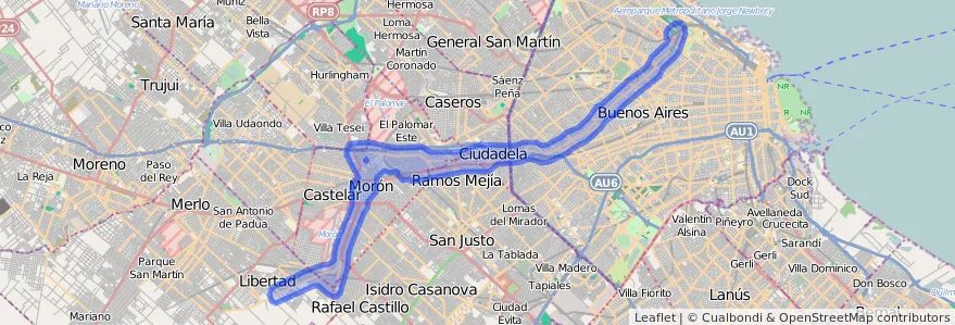 Cobertura de transport públic de la línia 166 a Argentina.