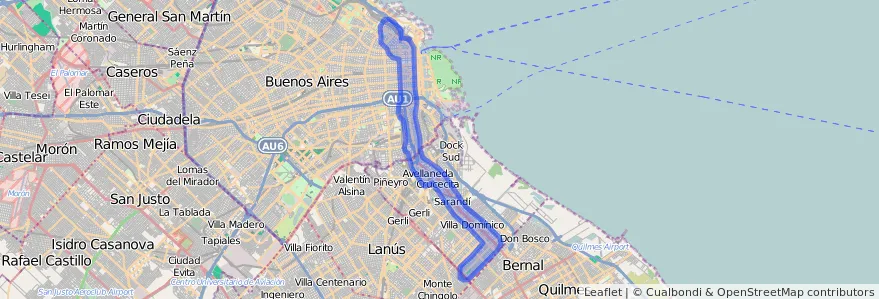 Cobertura de transport públic de la línia 17 a Argentina.