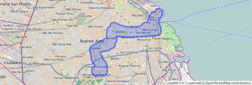 线路的公共交通覆盖 26 在 布宜诺斯艾利斯自治市.