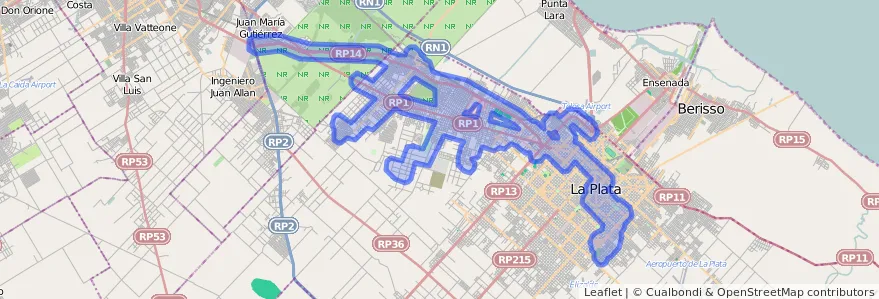 Cobertura de transporte público de la línea 273 en Partido de La Plata.