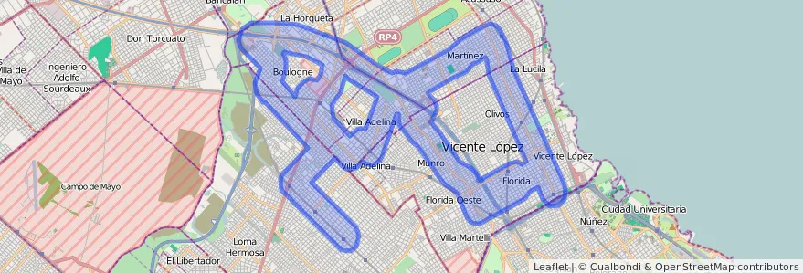 Public transportation coverage of the line 314 in Buenos Aires.